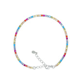 Asfour Crystal Tennis Bracelet With Turquoise Pear & Emerald Zircon In 925 Sterling Silver